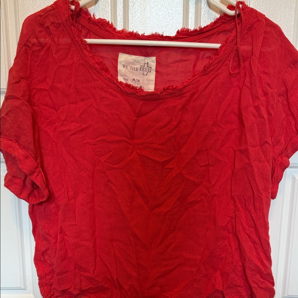 We The Free Vibrant Red Blouse